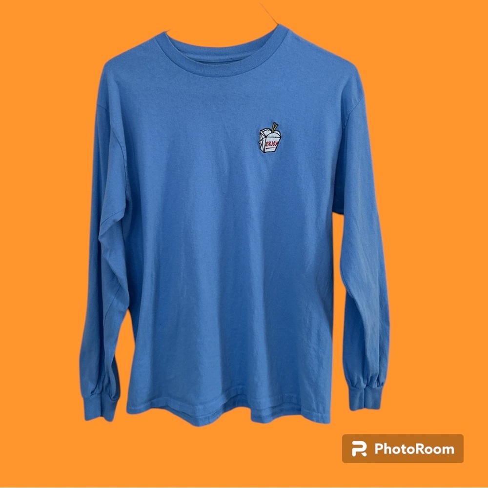 Riot Society Enjoy Takeout Long Sleeve T-Shirt - Light Blue - Size Medium